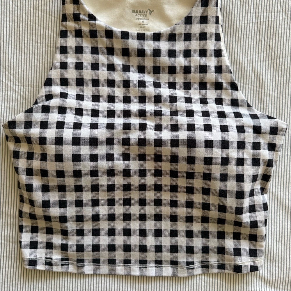 Old Navy Black and White Checkered Sports Bra - M